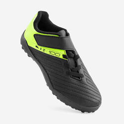 Kids' Rip-Tab Turf Football Boots 100 Easy TF - Black/Yellow