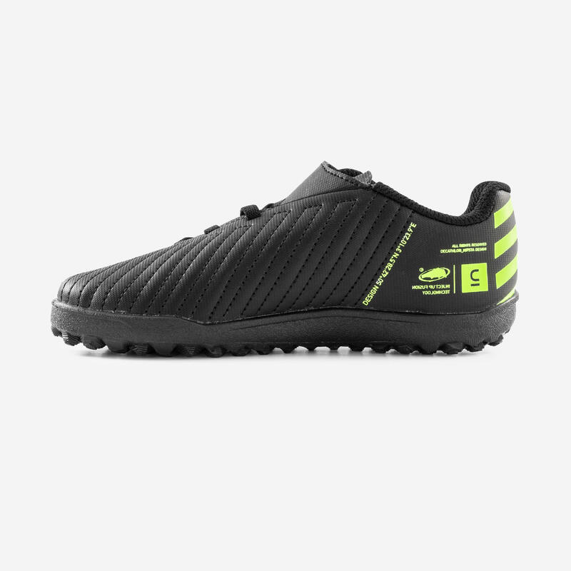 Voetbalschoenen voor kinderen 100 Easy Turf TF met klittenband zwart/geel