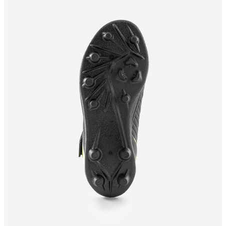 حذاء برقبة لكرة القدم بشريط ذاتي اللصق للأطفال - Easy 100 AG/FG أسود/ أصفر