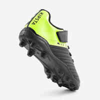 حذاء برقبة لكرة القدم بشريط ذاتي اللصق للأطفال - Easy 100 AG/FG أسود/ أصفر