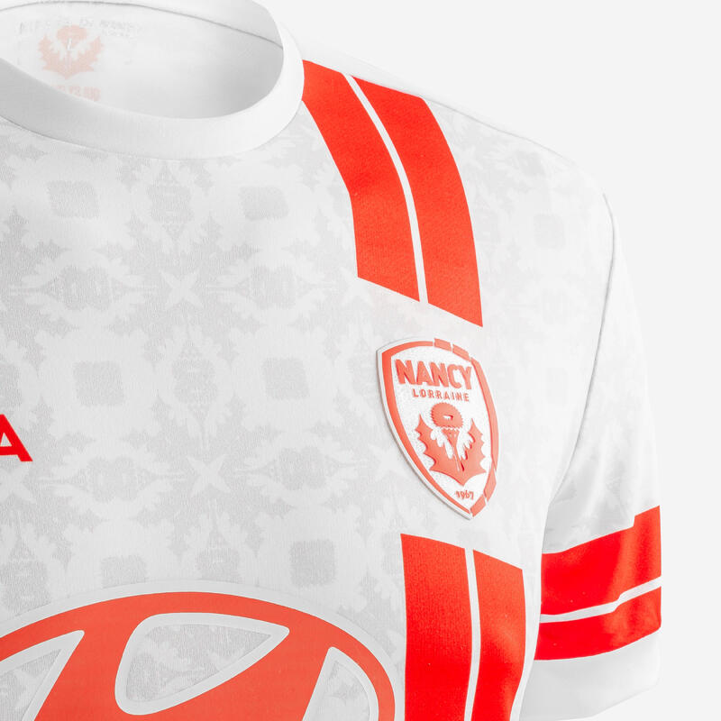 Maillot officiel de l'AS Nancy Lorraine 22/23 Domicile adulte blanc et rouge