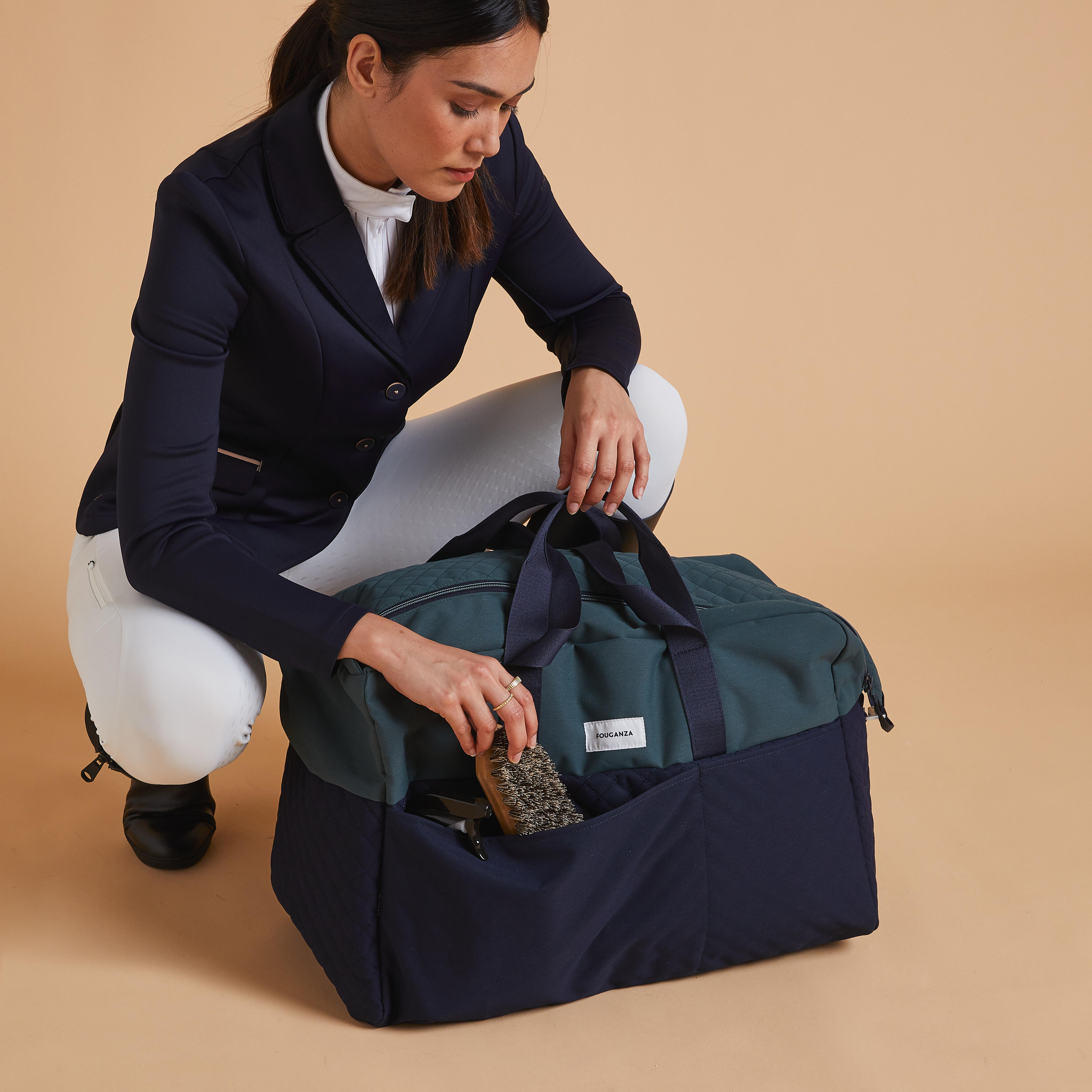 Horse Riding Equipment Duffle Bag 65 L - Green/Blue - FOUGANZA