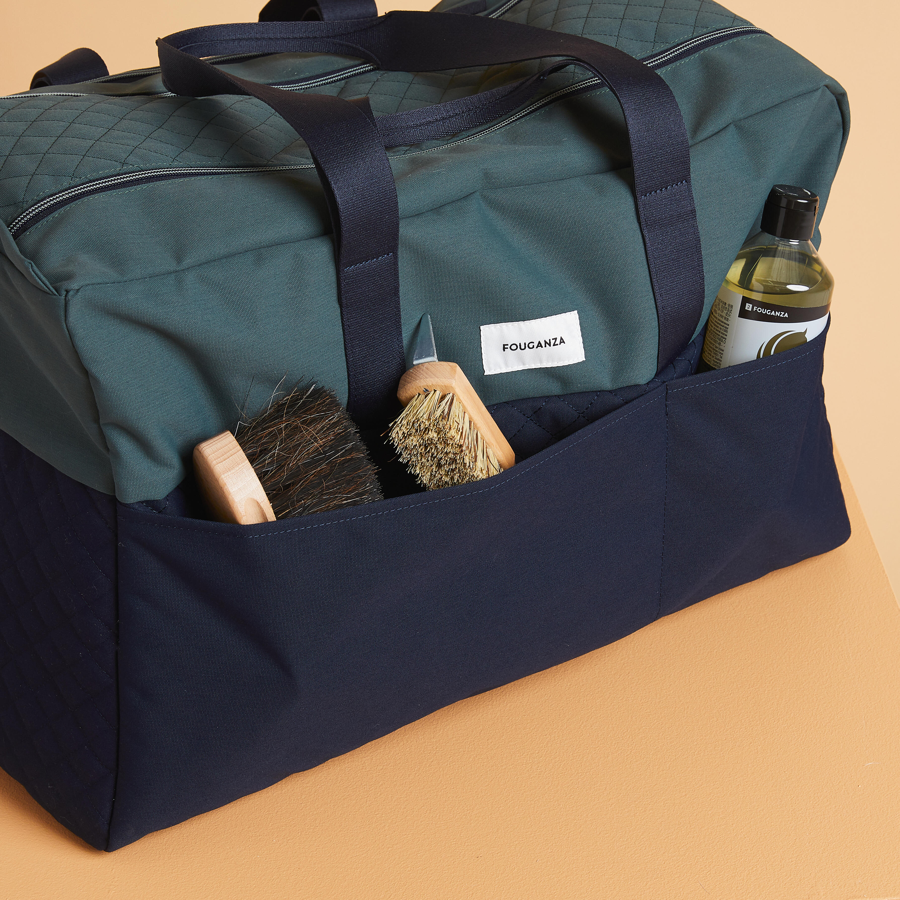 Horse Riding Equipment Duffle Bag 65 L - Green/Blue - FOUGANZA