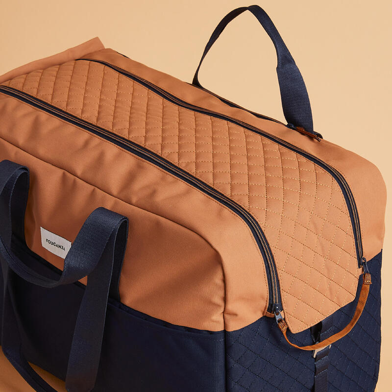 Duffeltas voor ruitersportmateriaal 65 L bruin/blauw