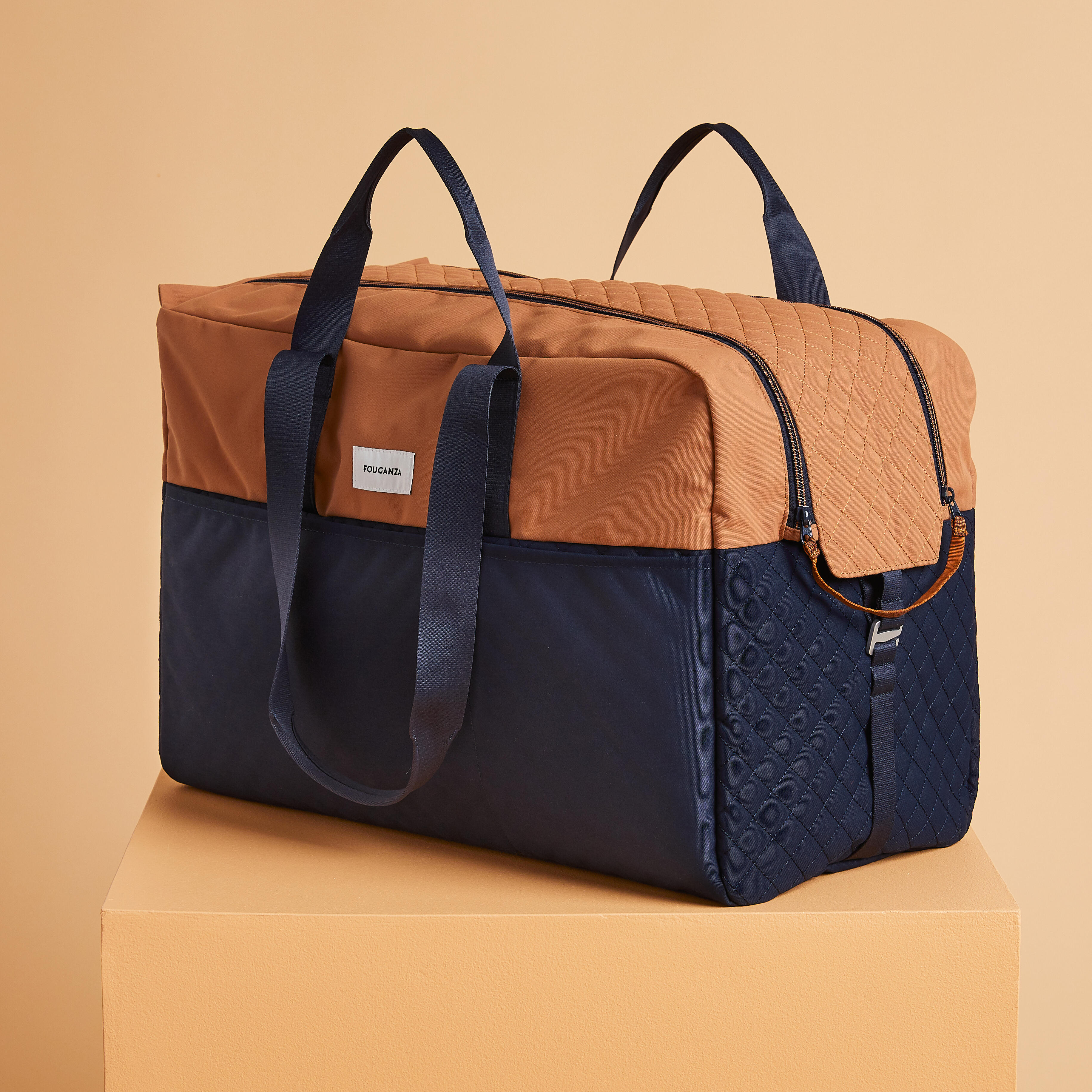 Riding gear transport bag - DUFFLE 65 L Brown and Blue.