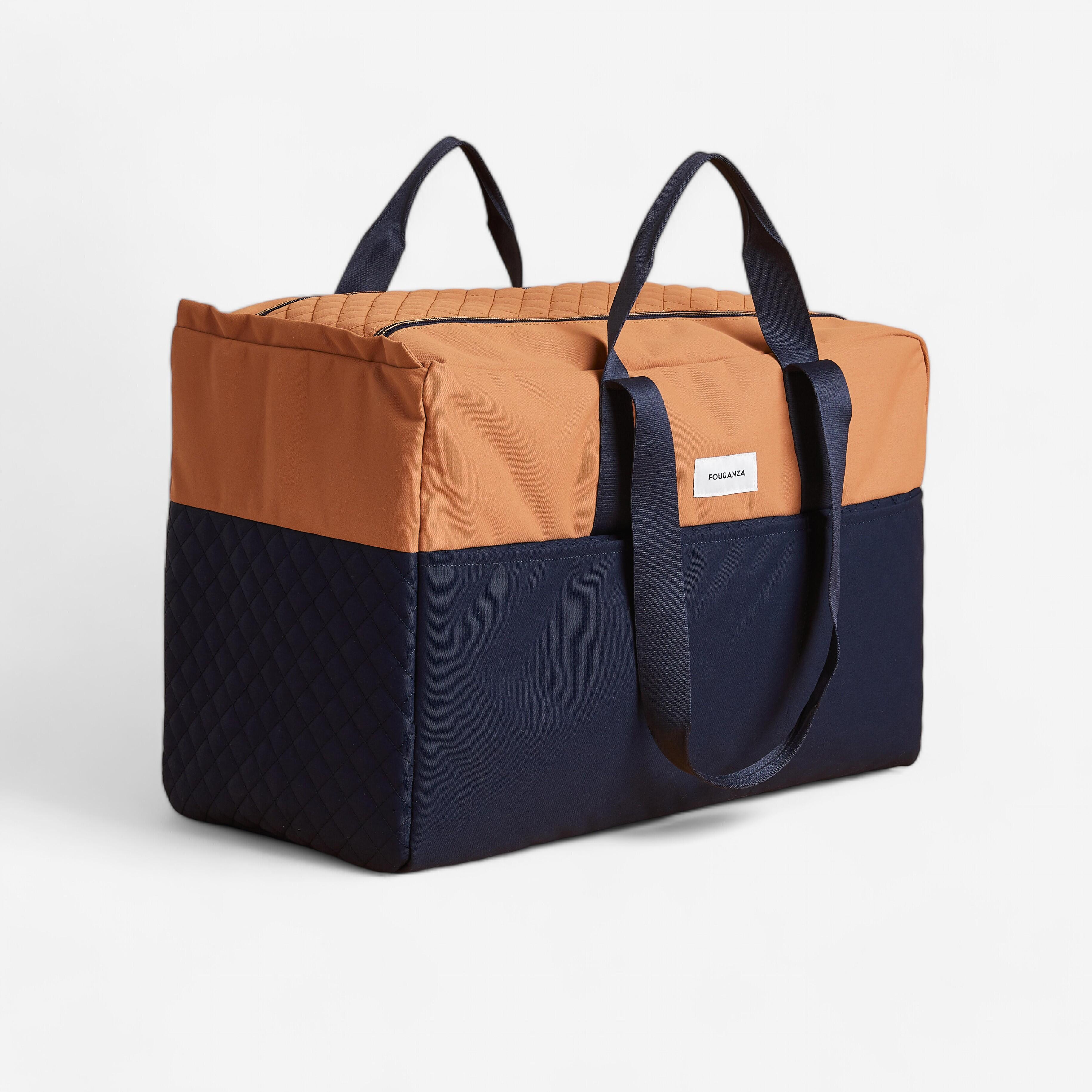 Riding gear transport bag - DUFFLE 65 L Brown and Blue.