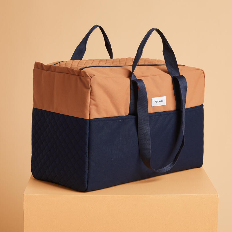 Sac de transport matériel équitation - DUFFLE 65 L Marron et Bleu.