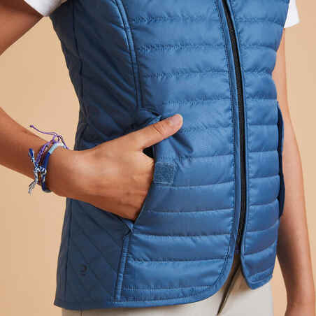 Kids' Sleeveless Horse Riding Padded Jacket 100 - Turquoise