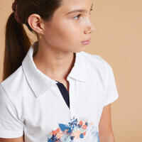 Kids' Short-Sleeved Horse Riding Polo Shirt 100 - White