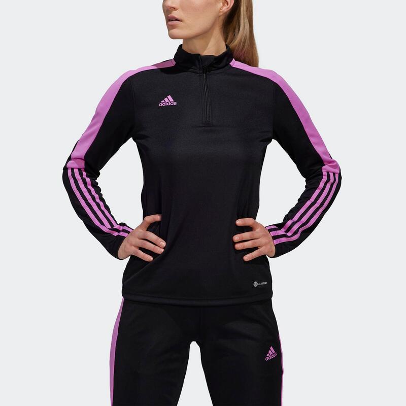 Női melegítőfelső futballozáshoz TIRO, fekete, rózsaszín 