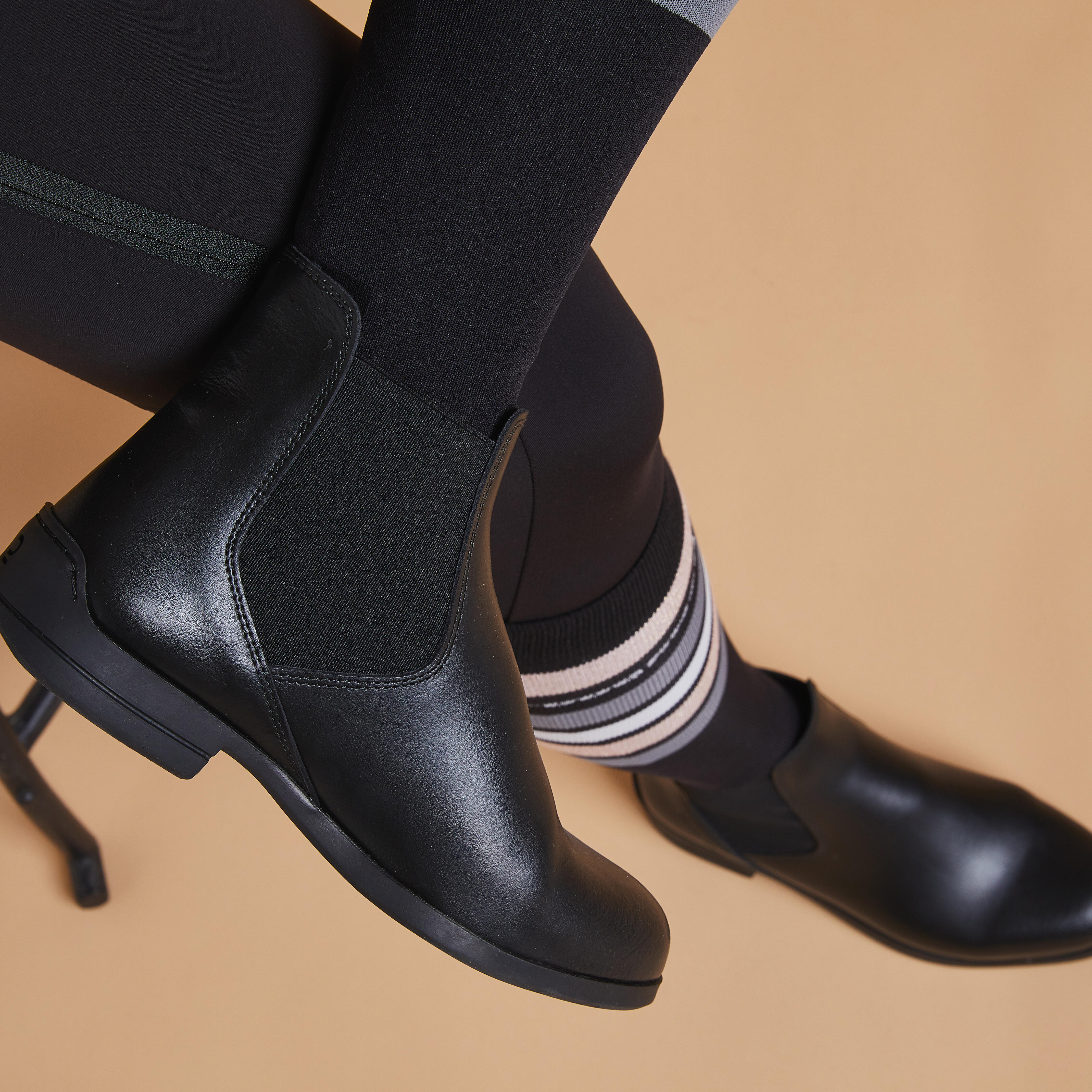 Quasimode ‎クオシモード Young Black Horse アナログ Adult Horse Riding Leather Jodhpur Boots 500 - Black