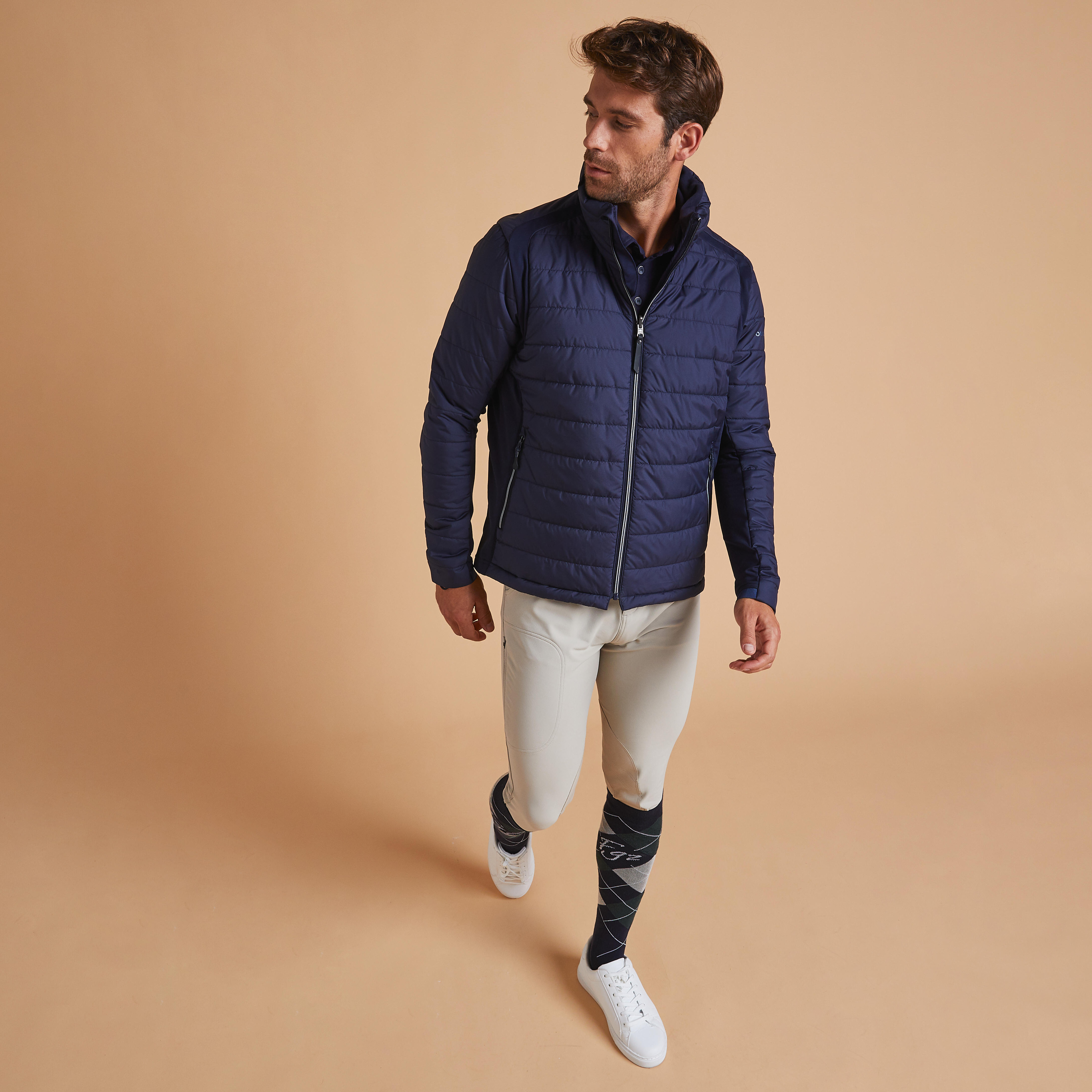 Plumifero Ligero Equitacion Hombre Negro Azul Azul Turquesa Decathlon