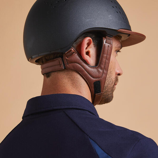 Шлем для верховой езды и чехол черно-коричневый 900 Fouganza
