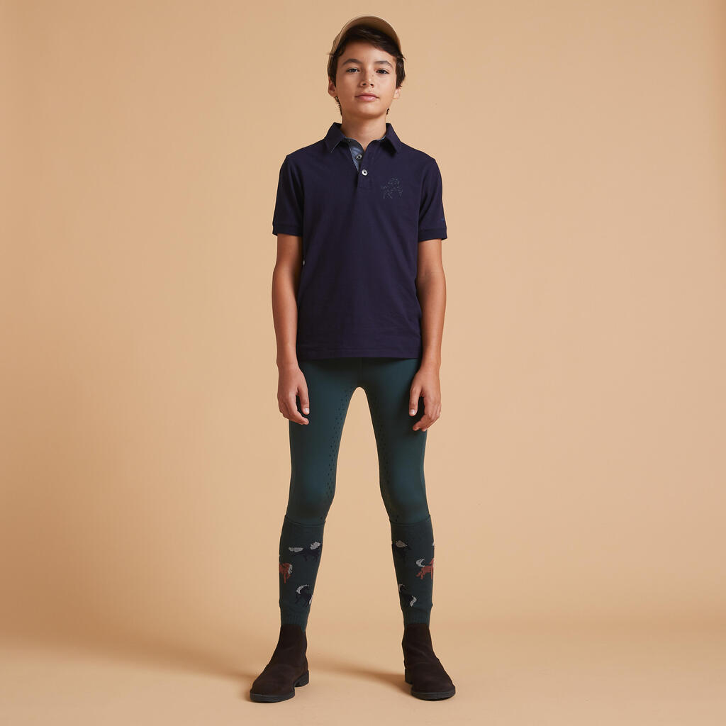 Boys' Horse Riding Short-Sleeved Polo 140 - Navy