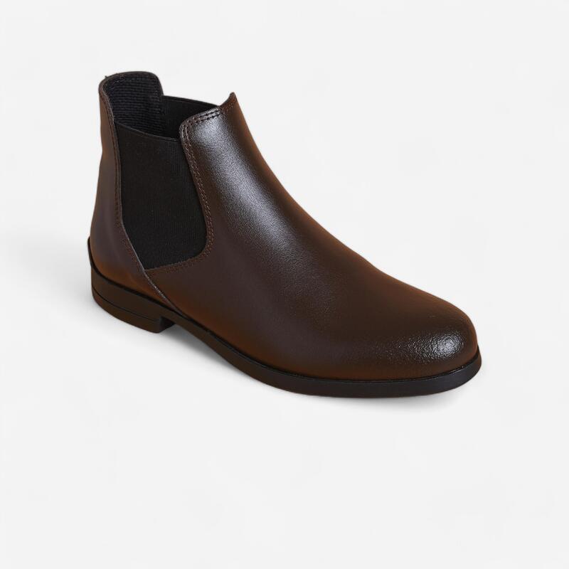 Adult Leather Horse Riding Jodhpur Boots 500 Black FOUGANZA Decathlon