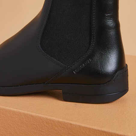 Suaugusiųjų odiniai jojimo batai „500“, juodi