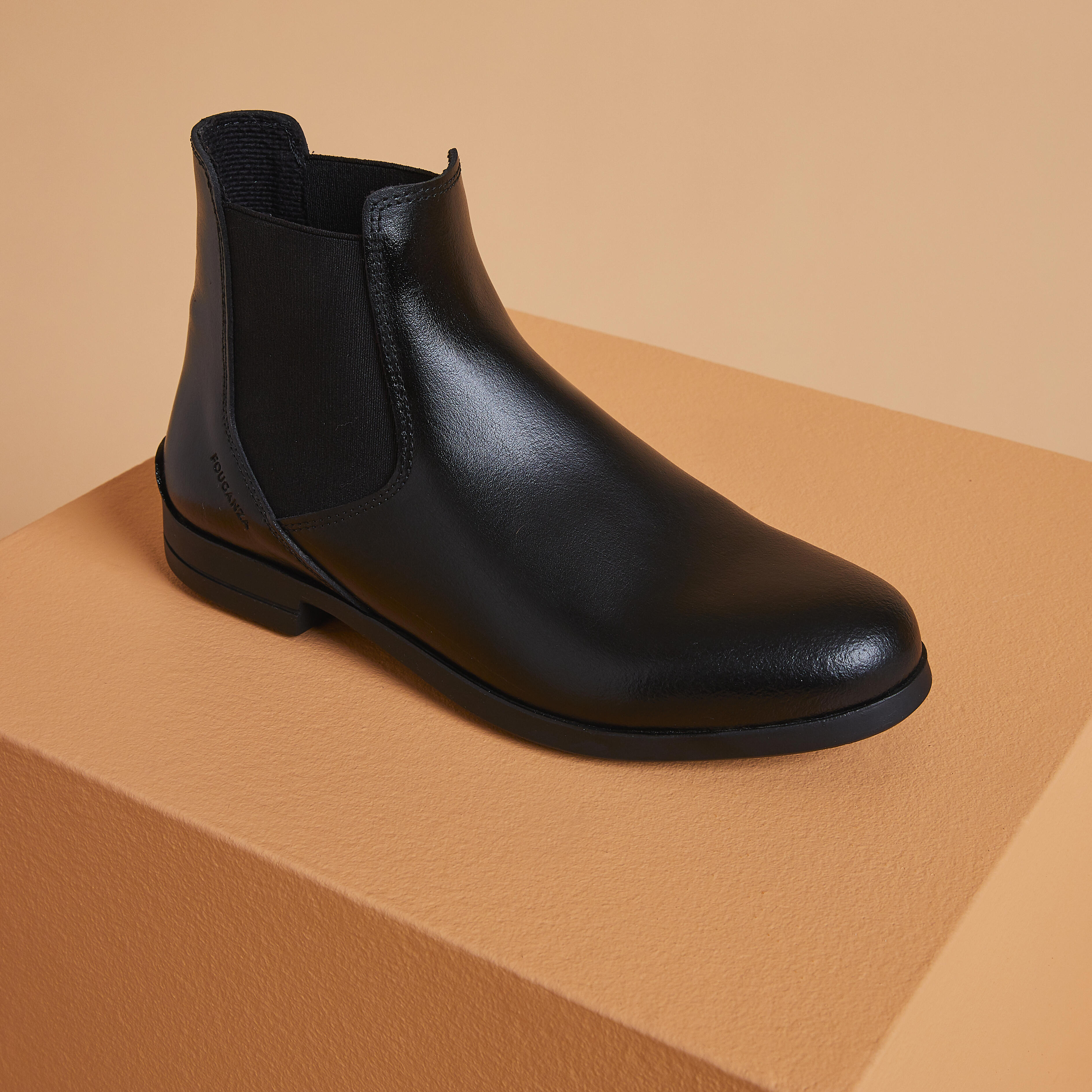 Bottes d'équitation femme en cuir - 500 noir - FOUGANZA