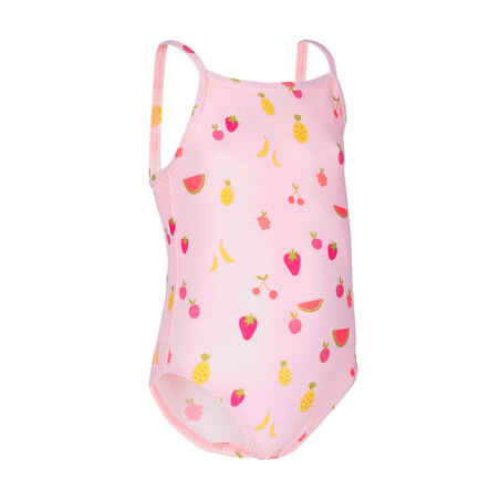 Baby Girls' One-Piece Swimsuit pink with Fruit print