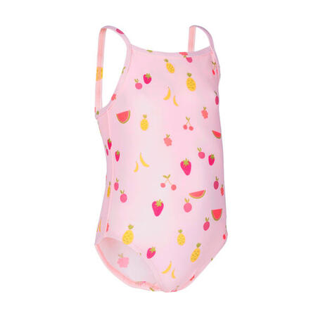 Roze jednodelni kupaći kostim s printom voća za devojčice