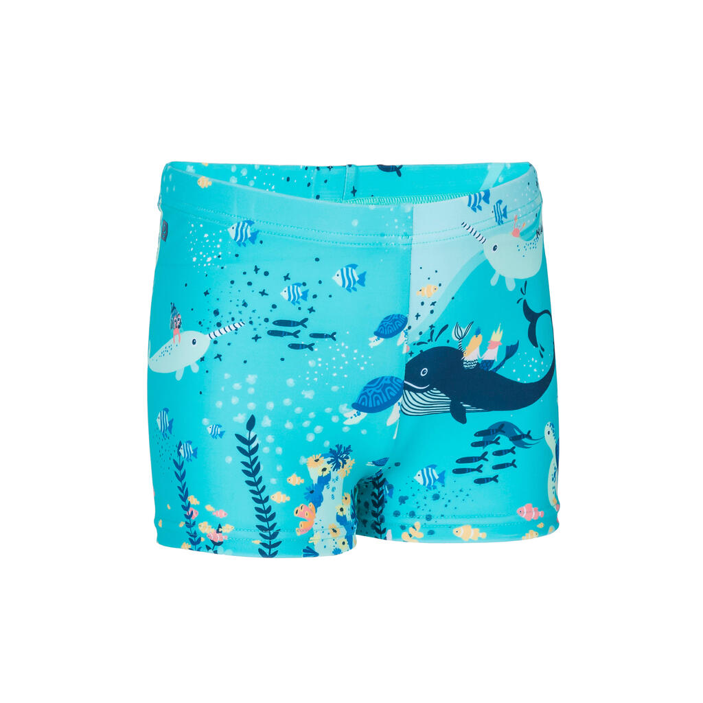 Baby / Kids' Swimming Shorts Dark Blue Whale Print