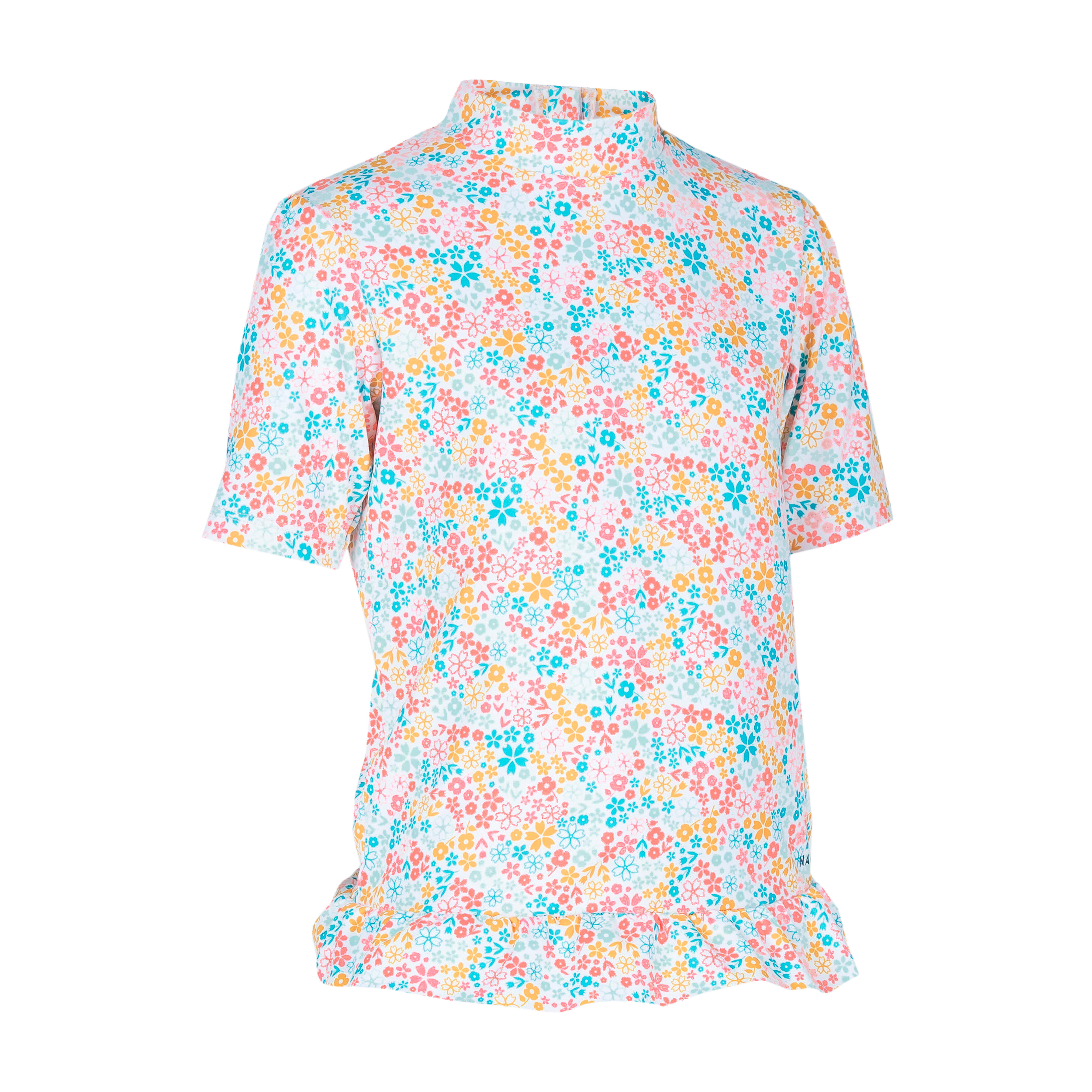 Baby Short-Sleeved Anti-UV T-Shirt with Flower Print Soft & Sun-Resistant