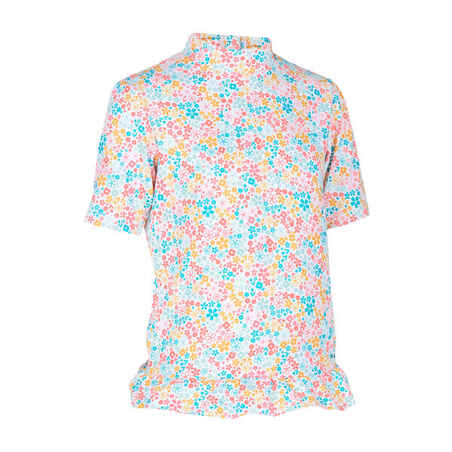חולצת טי עם שרוולים קצרים המגנה מפני קרני UV לתינוקות - עם הדפס פרחים