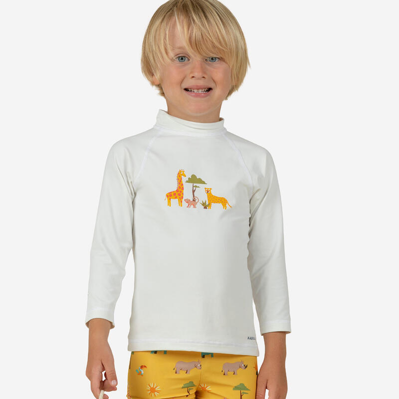 Uv-werend shirt met lange mouwen voor peuters en kleuters savanneprint