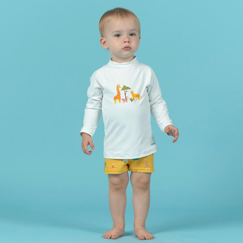 Bebek UV Korumalı Uzun Kollu Tişört - Savan Baskılı