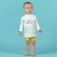 חולצת טי ארוכה עם הגנת UV לתינוקות - לבן