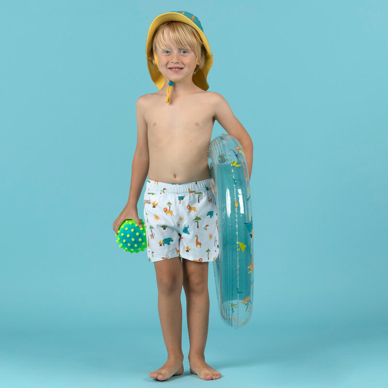 Schwimmshorts Baby/Kinder - Druckmotiv Savanne weiss 