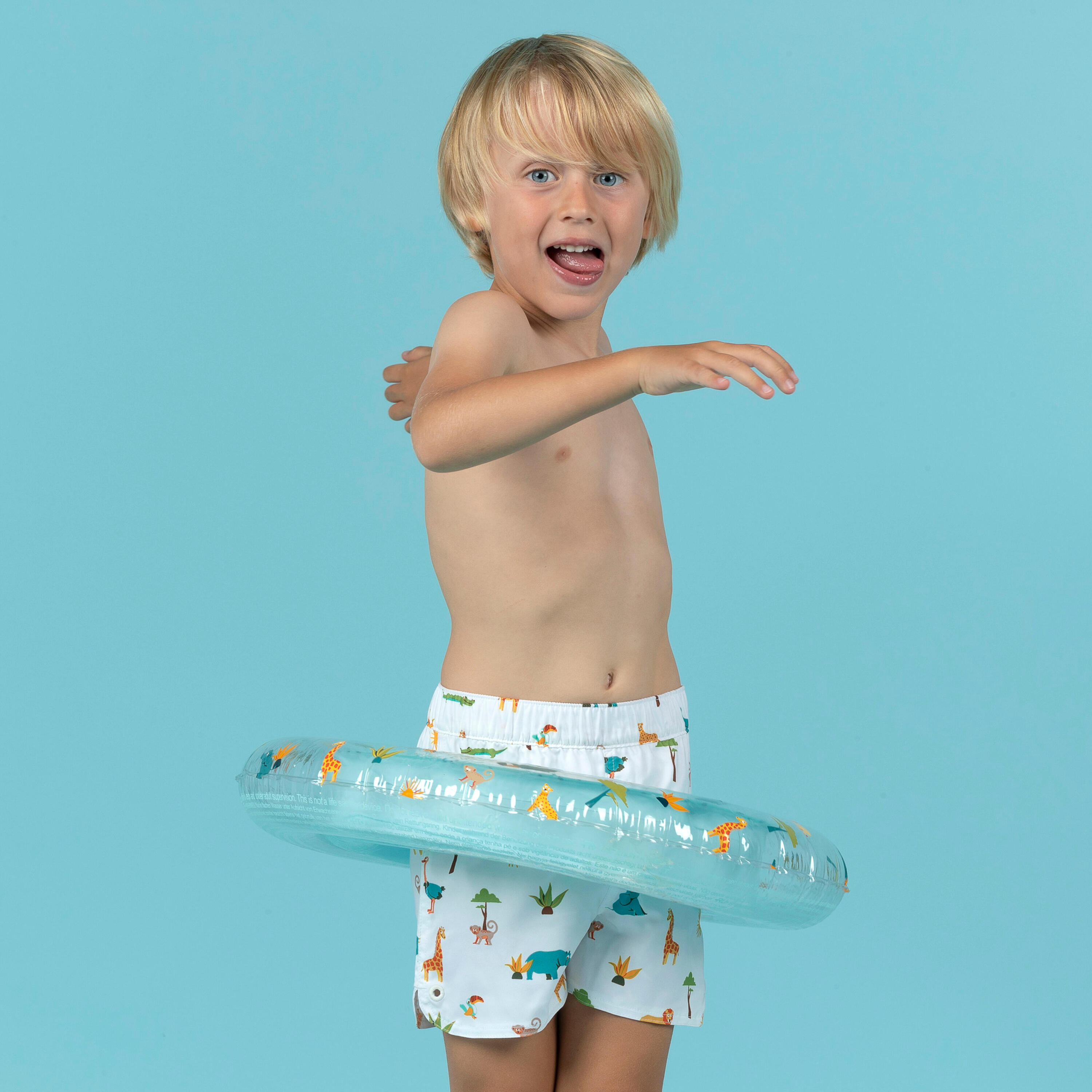 Banyador Curt Nadó Nens Blanc Estampat Sabana 10/12