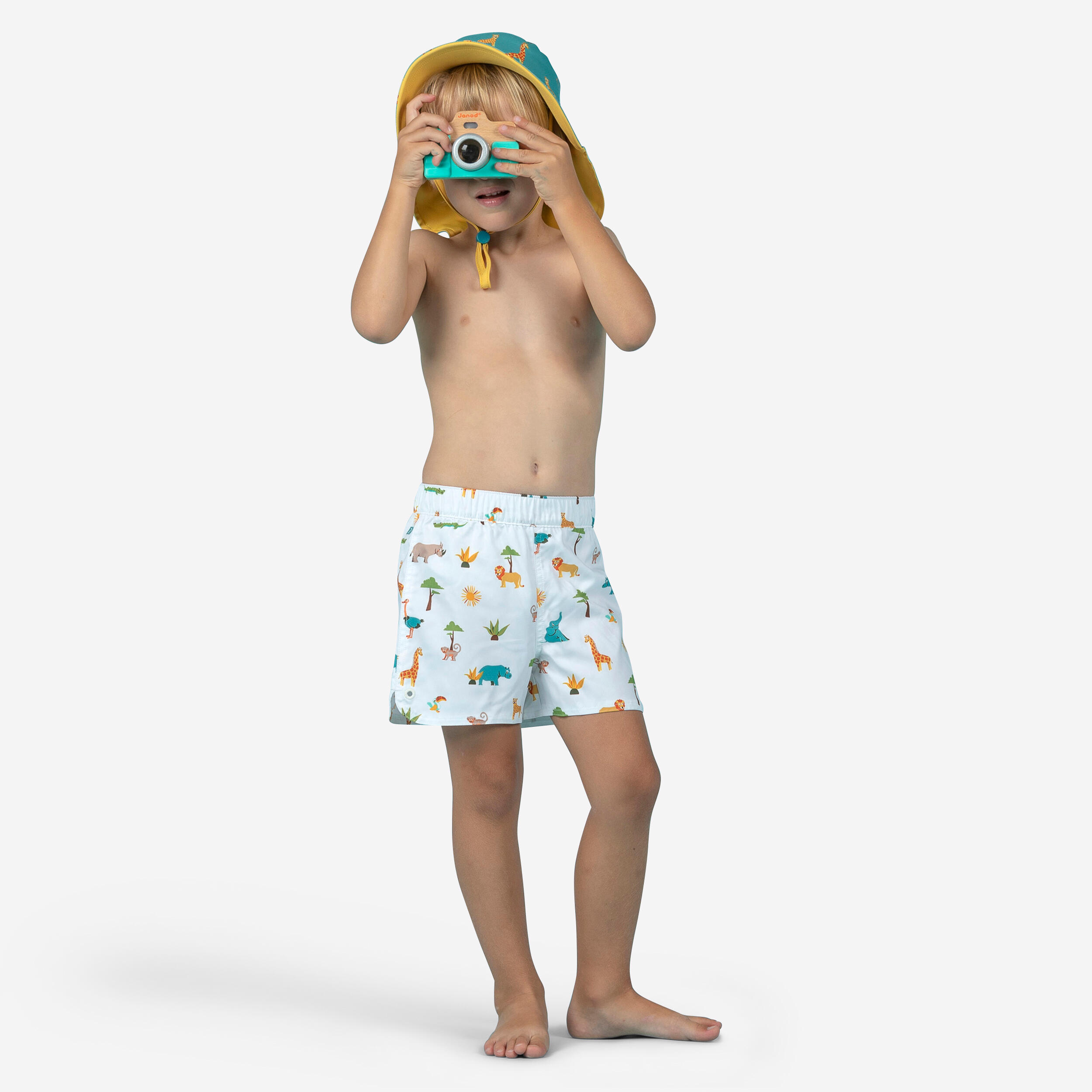 Short de bain b b enfant vert imprim