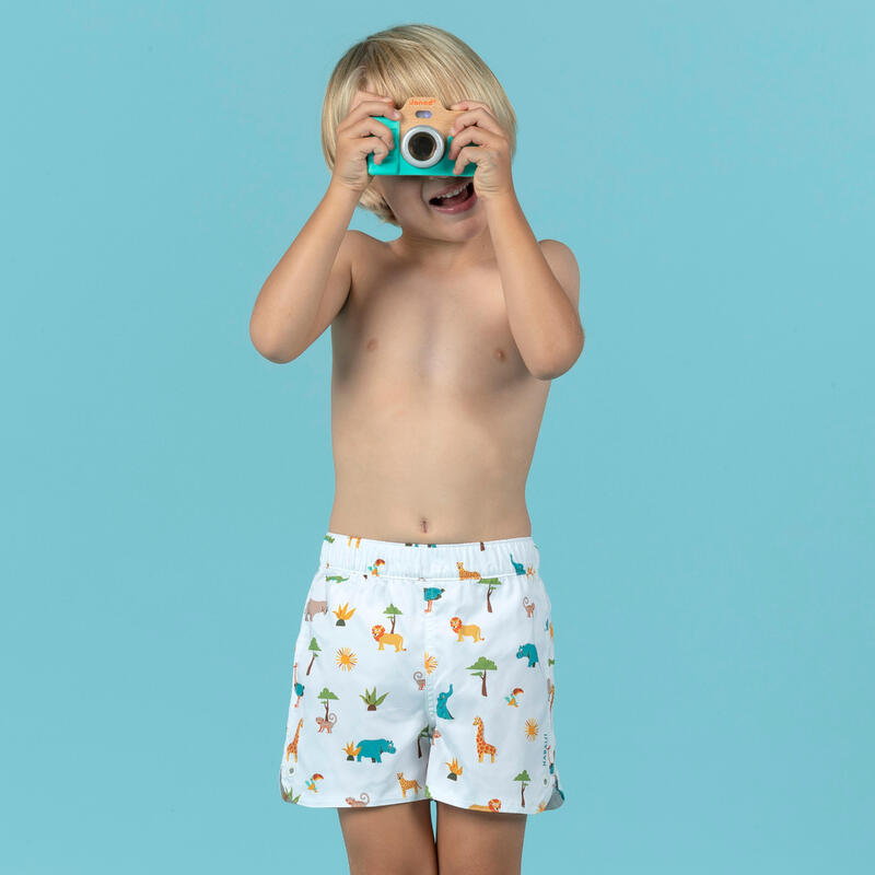 Schwimmshorts Baby/Kinder - Druckmotiv Savanne weiss 