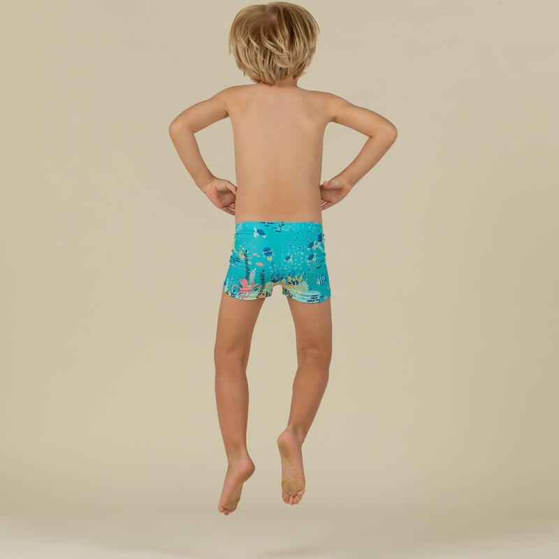 Badehose Boxer Baby/Kinder - Druckmotiv Aquamarin hellblau 