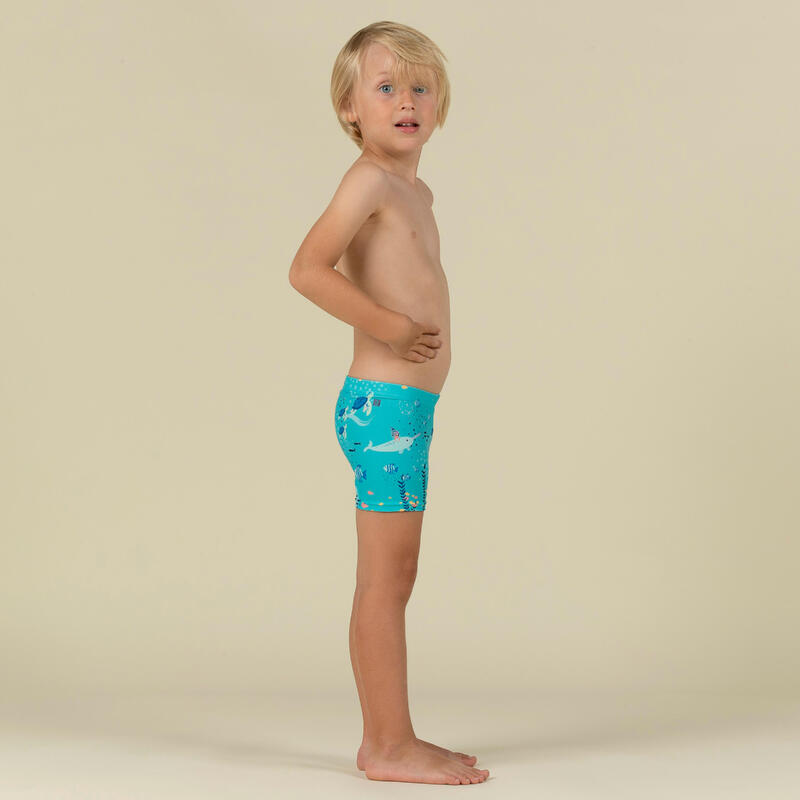 Badehose Boxer Baby/Kinder - Druckmotiv Aquamarin hellblau 