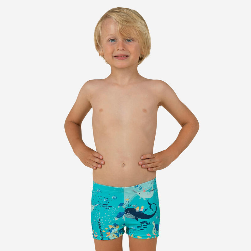 Badehose Boxer Baby/Kinder - Druckmotiv Aquamarin hellblau 