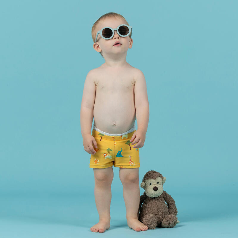 嬰兒/兒童款泳褲 - 黃色熱帶草原印花