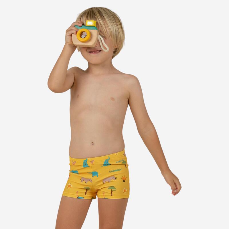 Badehose Boxer Baby/Kinder - Druckmotiv Savanne gelb 