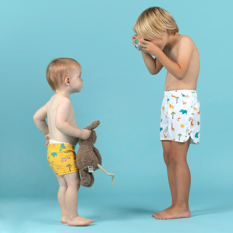 Badehose Boxer Baby/Kinder - Druckmotiv Savanne gelb 