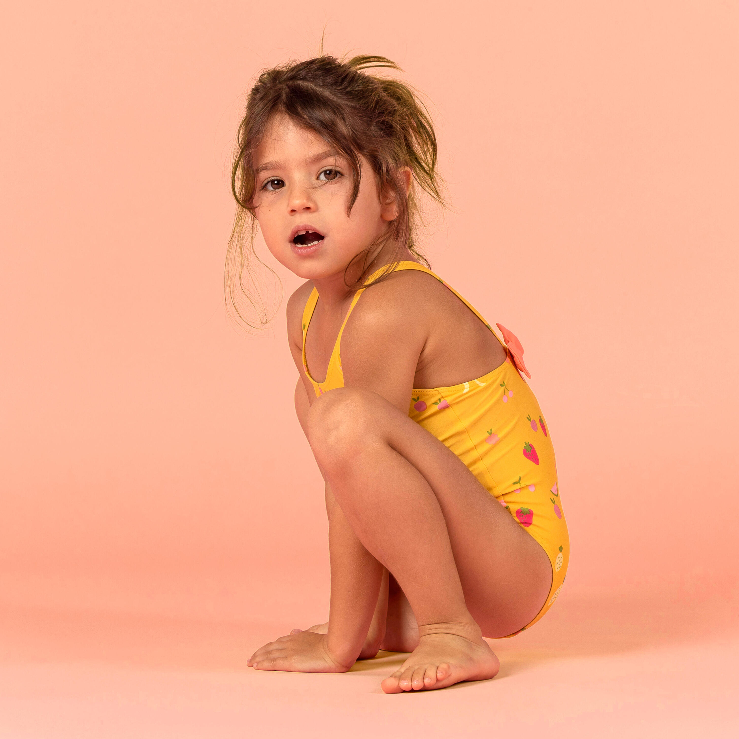 Baby Girls' One-Piece Swimsuit Yellow Fruit Print 5/6