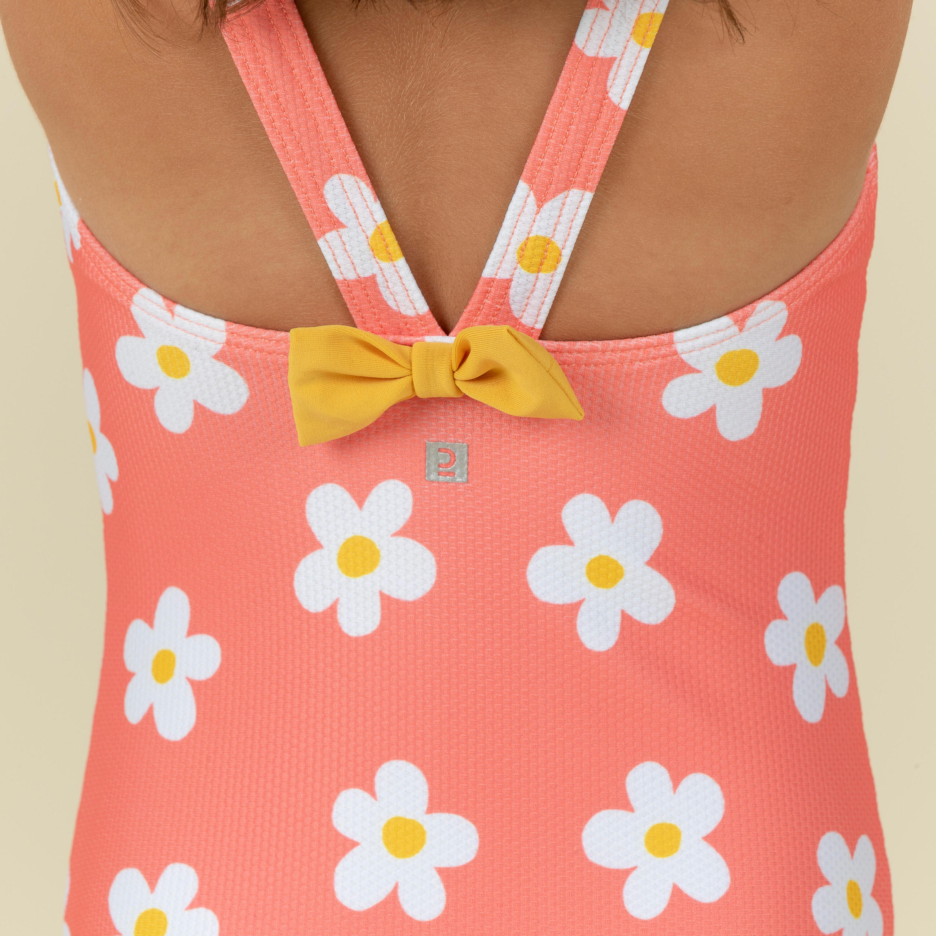 Baby Girls' 1-Piece Swimsuit waffle texture coral Flower print 11/12