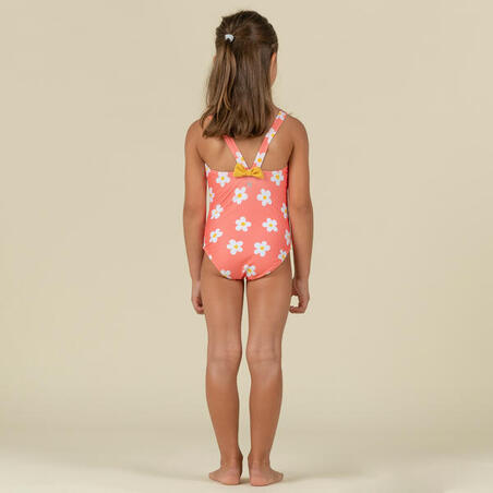 Maillot de bain 1 pièce bébé fille texture gaufré Corail imprimé Fleurs