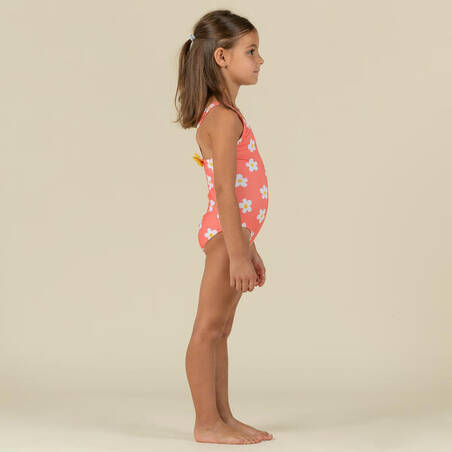 Baby Girls' 1-Piece Swimsuit waffle texture coral Flower print