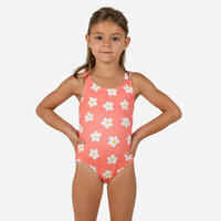 Baby Girls' 1-Piece Swimsuit waffle texture coral Flower print