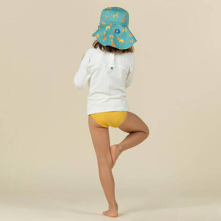 Topi Bayi Dua Sisi dengan Perlindungan UV Motif SAVANA - Kuning dan Biru