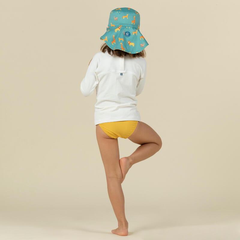 Bebek UV Korumalı Şapka - Sarı/Mavi/Savan Baskılı