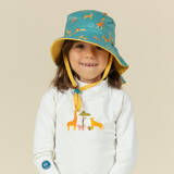 Baby Reversible UV-Protection Hat - Yellow and blue SAVANA print