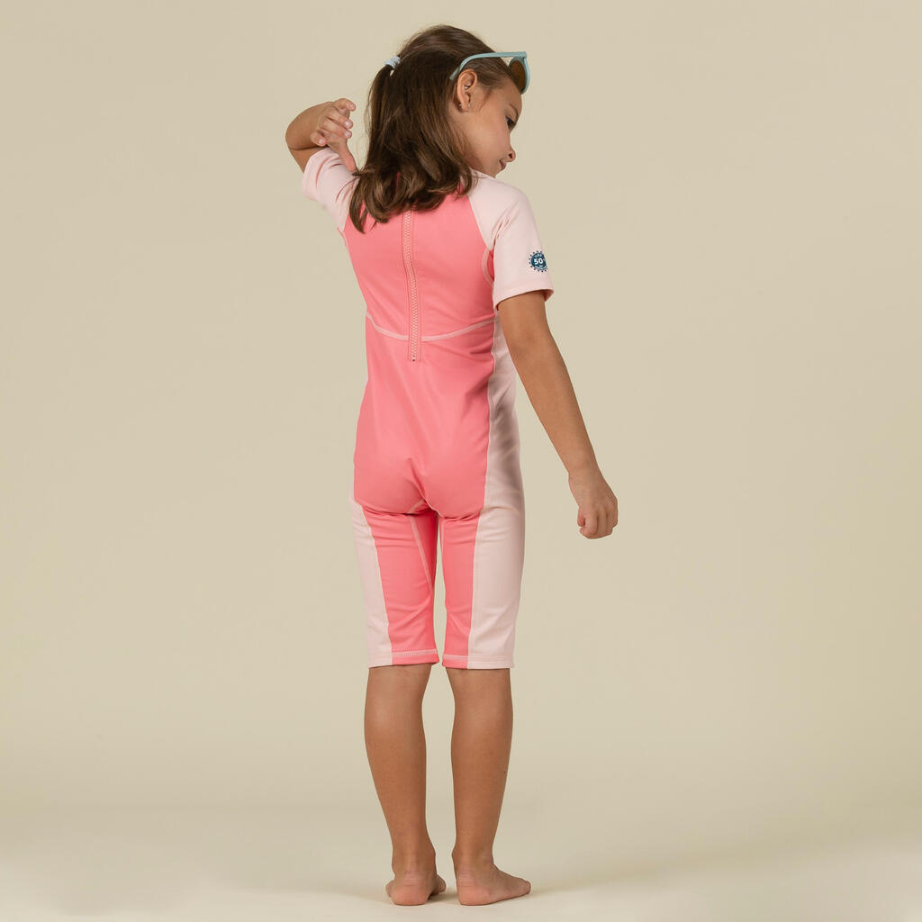 Bērnu UV aizsardzības hidrotērps “Kloupi”, rozā, ar varavīksnes apdruku