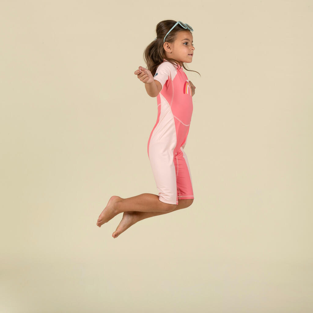 Traje anti-UV rosa para bebé con estampado Kloupi