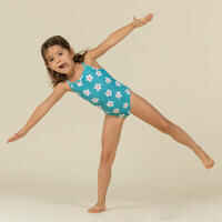 Baby Girls’ One-Piece Swimsuit Blue with Flower Print
